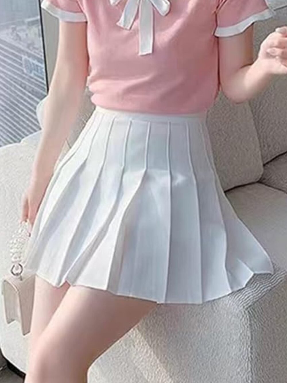 NWOT Classic Pleated Mini Skirt With Built-in Shorts - White